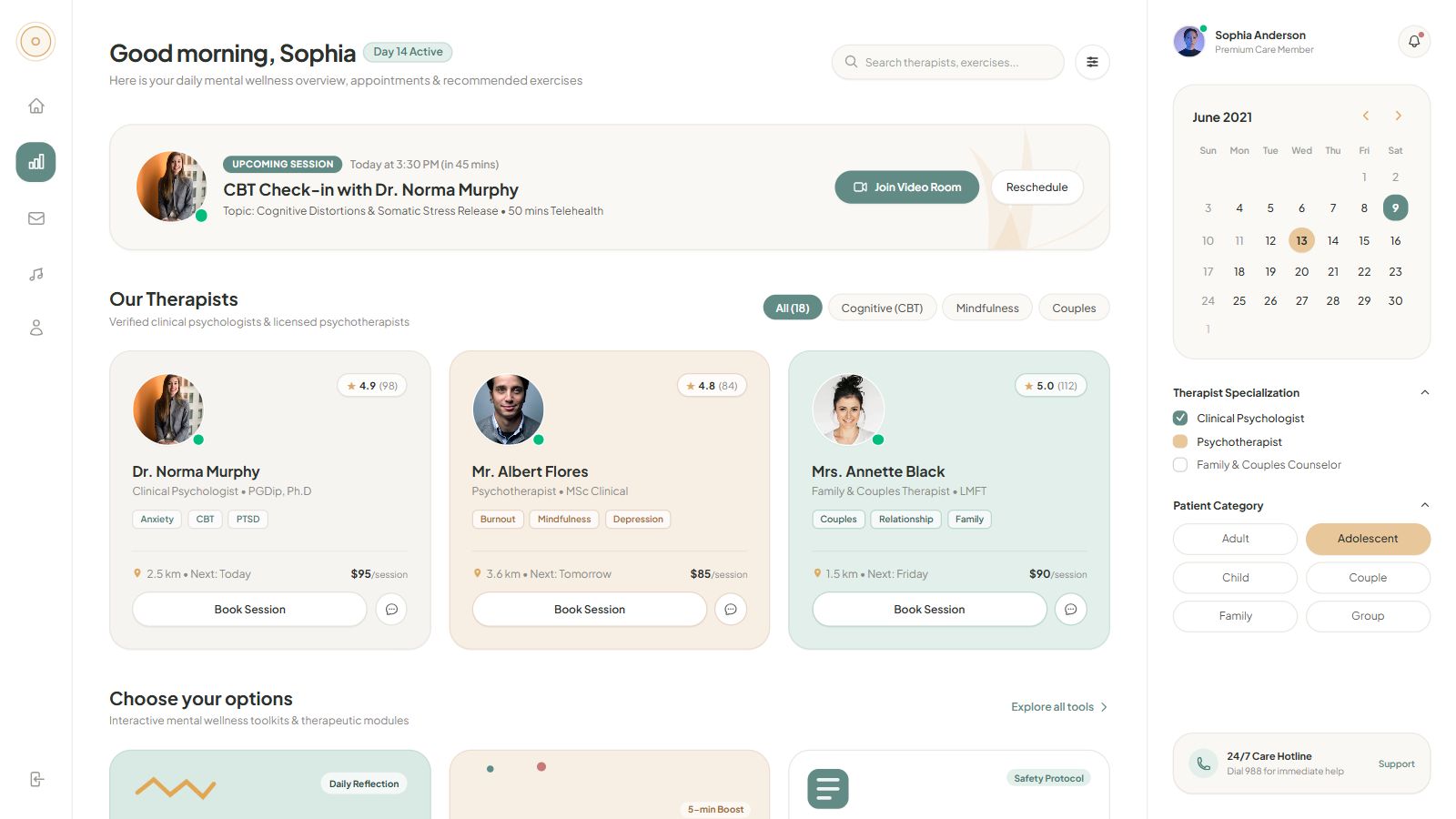 Preview Therapists Dashboard